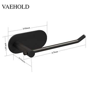 VAEHOLD Hand Towel Holder for Bathroom Wall Mounted, Black Towel Rack Self Adhesive Towel Ring Hanger Towel for Kitchen No Drilling - SUS 304 Stainless Steel Brushed