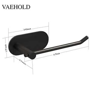 VAEHOLD Hand Towel Holder for Bathroom Wall Mounted, Black Towel Rack Self Adhesive Towel Ring Hanger Towel for Kitchen No Drilling - SUS 304 Stainless Steel Brushed