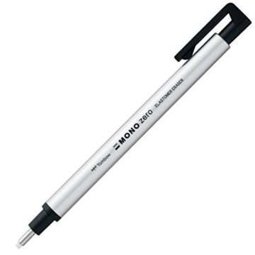 Tombow Holder Eraser, Mono Zero Round Shapre Silver (EH-KUR04)