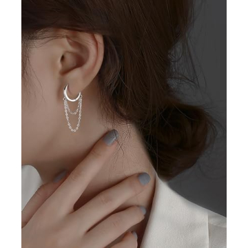 925 Sterling Silver Huggie Drop Earrings for Women