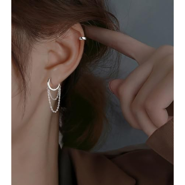 925 Sterling Silver Huggie Drop Earrings for Women