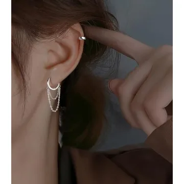 925 Sterling Silver Huggie Drop Earrings for Women