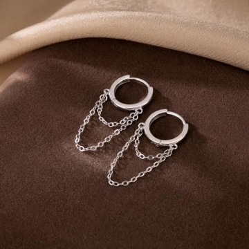 925 Sterling Silver Huggie Drop Earrings for Women