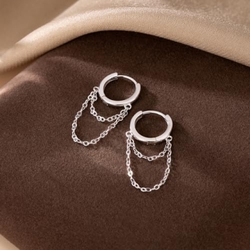 925 Sterling Silver Huggie Drop Earrings for Women