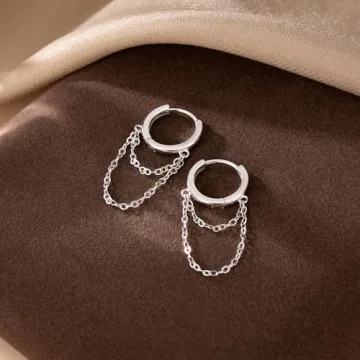 925 Sterling Silver Huggie Drop Earrings for Women