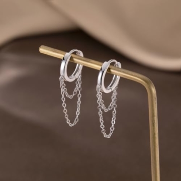 925 Sterling Silver Huggie Drop Earrings for Women