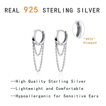 925 Sterling Silver Huggie Drop Earrings for Women