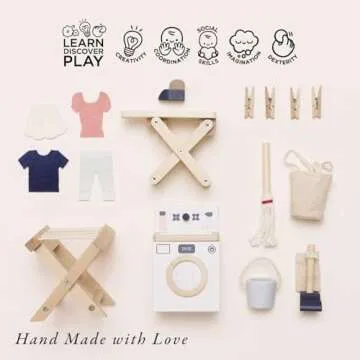Le Toy Van - Wooden Daisylane Laundry Room Accessories Play Set for Dolls Houses | Girls or Boys Furniture Sets - Suitable for Ages 3+