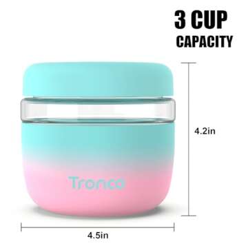 Tronco 24 oz Glass Lunch Bowl Container with Lid, Glass Food Storage Containers, Leak & Spill Proof, Soup & Stew Food Storage, Meal Prep, Airtight, Microwave Safe, BPA-Free - Ideal Gifts