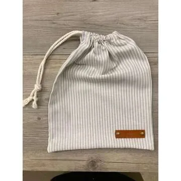 Personalized Bread Bags in Rustic White Stripe Linen