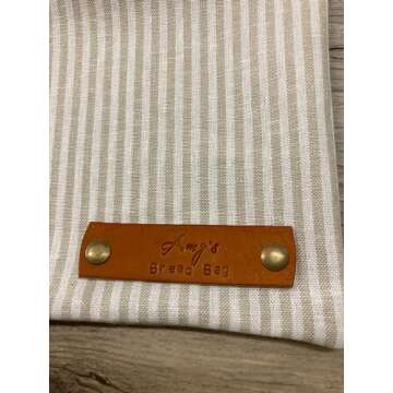 Personalized Bread Bags in Rustic White Stripe Linen