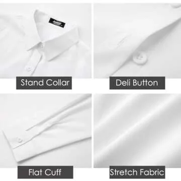 jonivey Womens Stretch Button Down Long Sleeve Shirt Soft Basic Wrinkle Free Work Business Formal Casual Blouse (White,XXL)