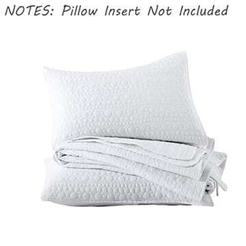 HORIMOTE HOME Quilt Set Queen Size White, Classic Geometric Spots Stitched Pattern, Stone-Washed Microfiber Chic Rustic Look, Ultra Soft Lightweight Quilted Bedspread for All Season, 3 Pieces