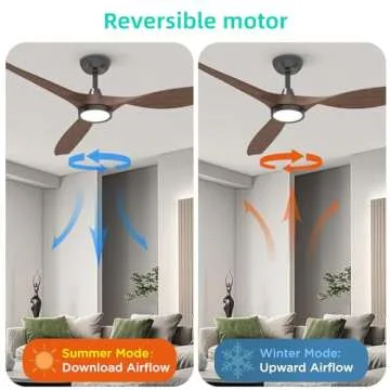 Roomratv Ceiling Fans with Lights and Remote, Ceiling Fan 52 Inch Woodgrain Color Quiet DC Motor 3 CCT Memory Modern Large Airflow Noiseless Reversible 6 Speeds 3 Timers Indoor for Living Room
