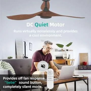 Roomratv Ceiling Fans with Lights and Remote, Ceiling Fan 52 Inch Woodgrain Color Quiet DC Motor 3 CCT Memory Modern Large Airflow Noiseless Reversible 6 Speeds 3 Timers Indoor for Living Room
