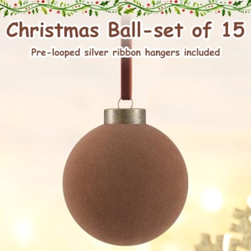 Liliful Velvet Christmas Balls - 15 Pcs Decorative Ornaments