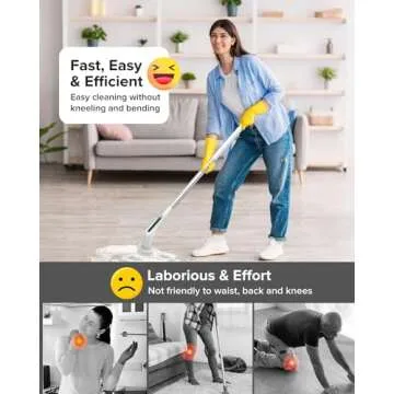 Electric Spin Scrubber, Vicmayun Power Scrubber, Electric Scrubber for Cleaning with Long Handle & 5 Replacement Head, Dual Speed, IPX7 Waterproof, Electric Cleaning Brush for Bathroom Tile Floor Tub