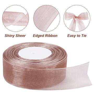 Sheer Dark Rose Organza Ribbon for Gift Wrapping Crafting