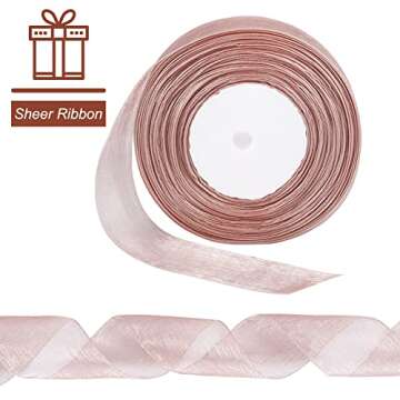 Sheer Dark Rose Organza Ribbon for Gift Wrapping Crafting