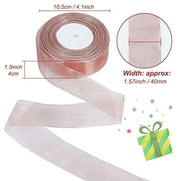 Sheer Dark Rose Organza Ribbon for Gift Wrapping Crafting