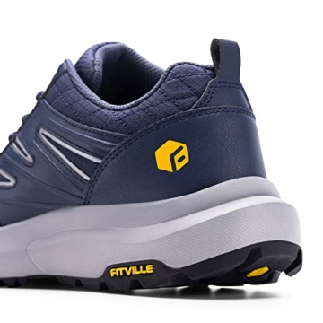 FitVille Men's Wide Hiking Shoes Waterproof Arch Support Navy Blue