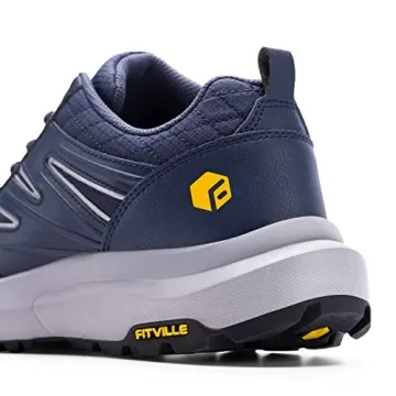 FitVille Men's Wide Hiking Shoes Waterproof Arch Support Navy Blue