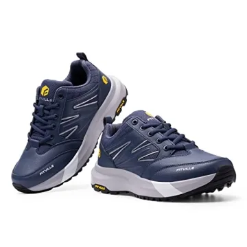 FitVille Men's Wide Hiking Shoes Waterproof Arch Support Navy Blue
