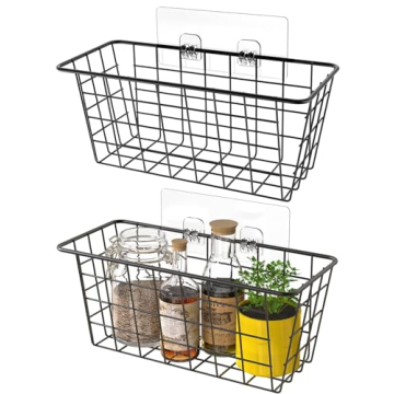 MaraFansie Hanging Kitchen Baskets Wire Storage Basket Over the Cabinet Door Organizer, No Drilling ...