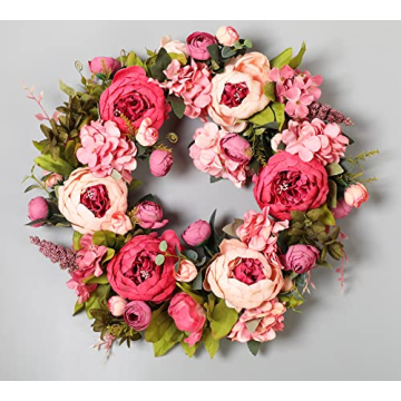 TIARTF Peony Wreaths for Front Door - Vibrant 16 Inch Decor