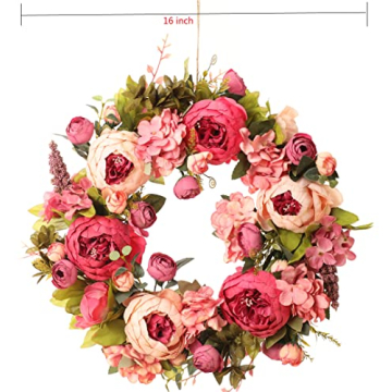 TIARTF Peony Wreath - Lovely 16 Inch Spring Decor