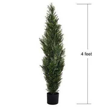 DearHouse 2 Pack Artificial Cedar Topiary Trees, 4ft Potted Topiary Trees UV Rated Potted Plants for Front Porch Entrance Home Decoration