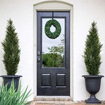 DearHouse 2 Pack Artificial Cedar Topiary Trees, 4ft Potted Topiary Trees UV Rated Potted Plants for Front Porch Entrance Home Decoration