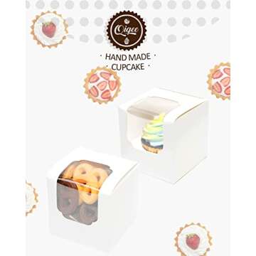Qiqee Auto-pop Up Cupcake Boxes - 100 Individual Containers