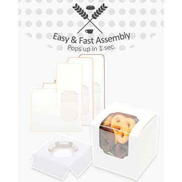Qiqee Auto-pop Up Cupcake Boxes - 100 Individual Containers