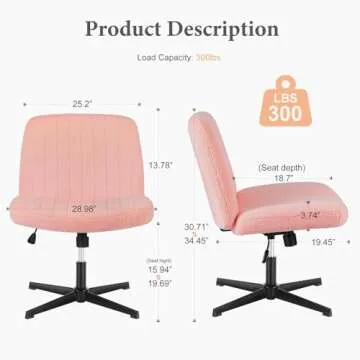 Sweetcrispy Criss Cross Chair Legged, Armless Office Desk Chair No Wheels, Swivel Vanity Chair, Heig...