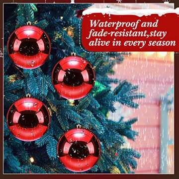 Zubebe 4 Pcs Extra Large Christmas Ball Ornaments 8'' (200 Mm) Giant Oversized Plastic Xmas Ball Big Hanging Christmas Tree Ornaments for Holiday Party Outdoor Decor(Shiny Red)