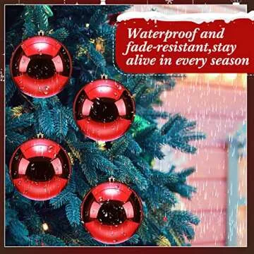 Zubebe 4 Pcs Extra Large Christmas Ball Ornaments 8'' (200 Mm) Giant Oversized Plastic Xmas Ball Big Hanging Christmas Tree Ornaments for Holiday Party Outdoor Decor(Shiny Red)
