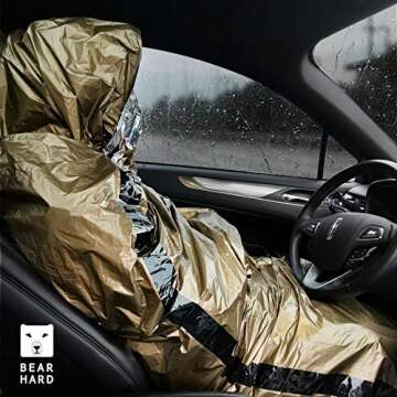 Bearhard Emergency Sleeping Bag Bivy Sack with Paracord, Ultralight Waterproof Thermal Survival Bivvy Bag Survival Shelter Emergency Blanket for Camping, Hiking, Backpacking