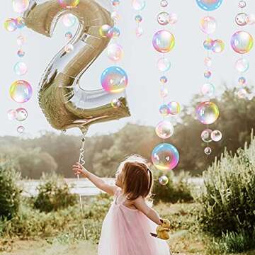 Transparent Bubble Garlands Mermaid Party Decoration Colored Flat Cutouts Hanging Streamer for Birthday Baptism Wedding Ocean Wall Decal Baby Shower Under Sea Festal Kid Room Photo Props (Color)