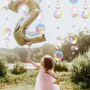 Transparent Bubble Garlands Mermaid Party Decoration Colored Flat Cutouts Hanging Streamer for Birthday Baptism Wedding Ocean Wall Decal Baby Shower Under Sea Festal Kid Room Photo Props (Color)