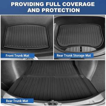 Weize Floor Mats Fit for Tesla Model 3 Highland 2025 2024, TPE All Weather Cargo Liner Floor Mats and Cargo Trunk Mats Accessories Front Rear Cargo Mat Full Set