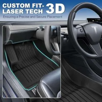 Weize Floor Mats Fit for Tesla Model 3 Highland 2025 2024, TPE All Weather Cargo Liner Floor Mats and Cargo Trunk Mats Accessories Front Rear Cargo Mat Full Set