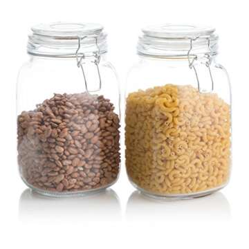 Klikel Glass Jar Set - 2pc 48oz Clear Lid Canisters - Kitchen Counter Cookie & Flour Storage Jars
