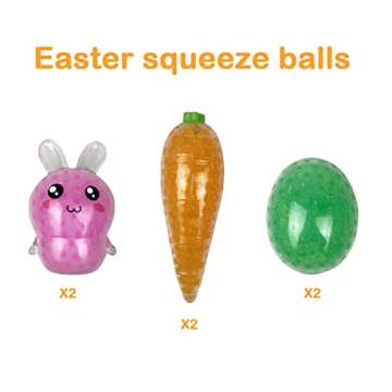 QINGQIU 6 Pack Easter Big Stress Balls Stress Relief Toys for Easter Basket Stuffers Egg Fillers Gif...
