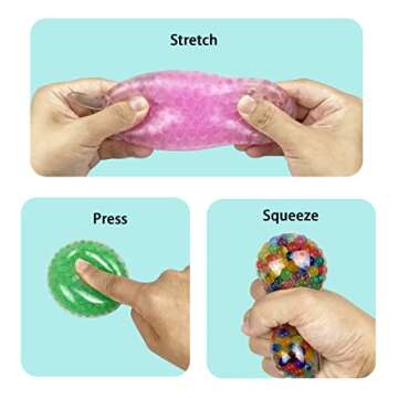 QINGQIU 6 Pack Easter Big Stress Balls Stress Relief Toys for Easter Basket Stuffers Egg Fillers Gifts Party Favors