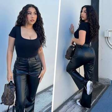 SHAPERX Seamless Short Sleeve Bodysuit for Women Tummy Control Shapewear Thong Sculpting Body Shaper,SZ5253-Black-2XL/3XL