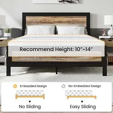 SHA CERLIN Heavy Duty Metal Bed Frame Queen Size, Platform Base with Wooden Headboard Footboard, 13 Strong Slats Support, No Box Spring Needed, Mattress Foundation, Easy Assembly