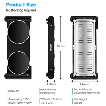 Cusimax Portable Electric Stove 1800W Infrared Double Burner