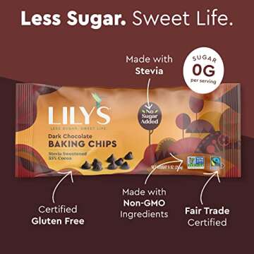 Dark Chocolate Chips by Lily's | Stevia Sweetened, No Added Sugar, Low-Carb, Keto Friendly | 55% Cocoa | Fair Trade, Gluten-Free & Non-GMO | 9 ounce, 3-Pack, Brown, 4001A3