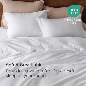 Bedsure 100% Cotton Duvet Cover Set - King Size Elite Softness